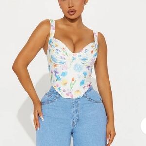 Fashion Nova NWT Flower Girl Floral Corset Top XL